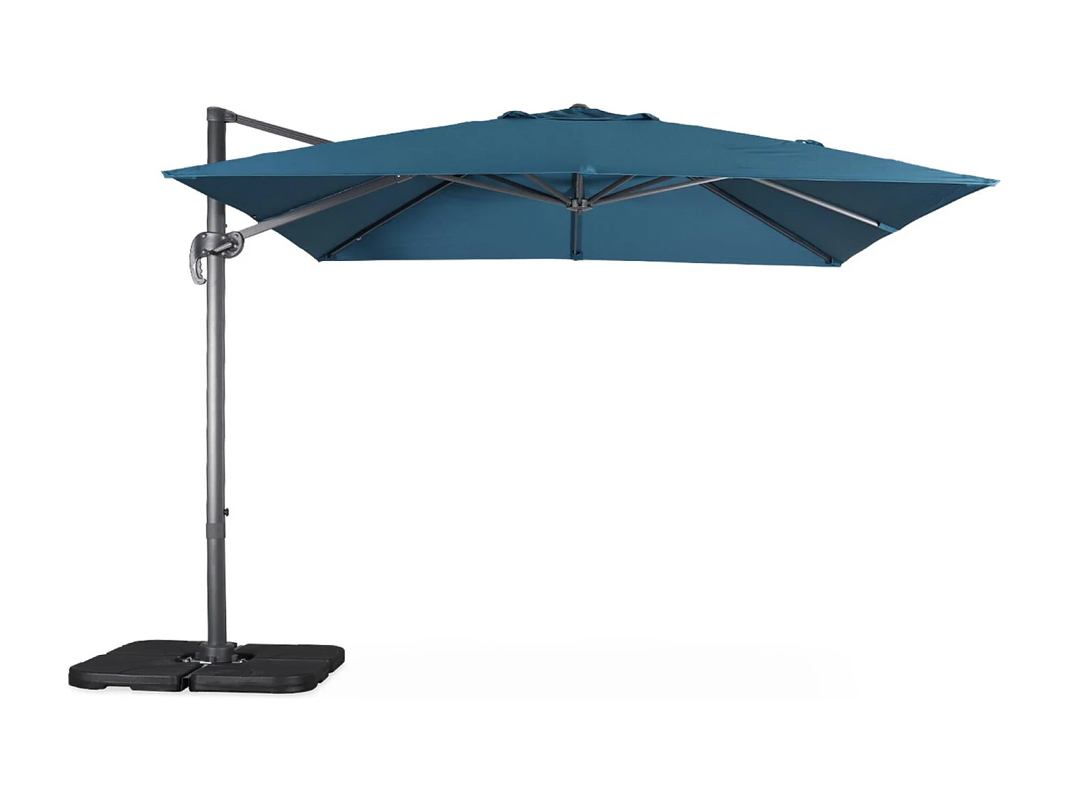 Ombrellone 3x3m quadrato decentrato , blu