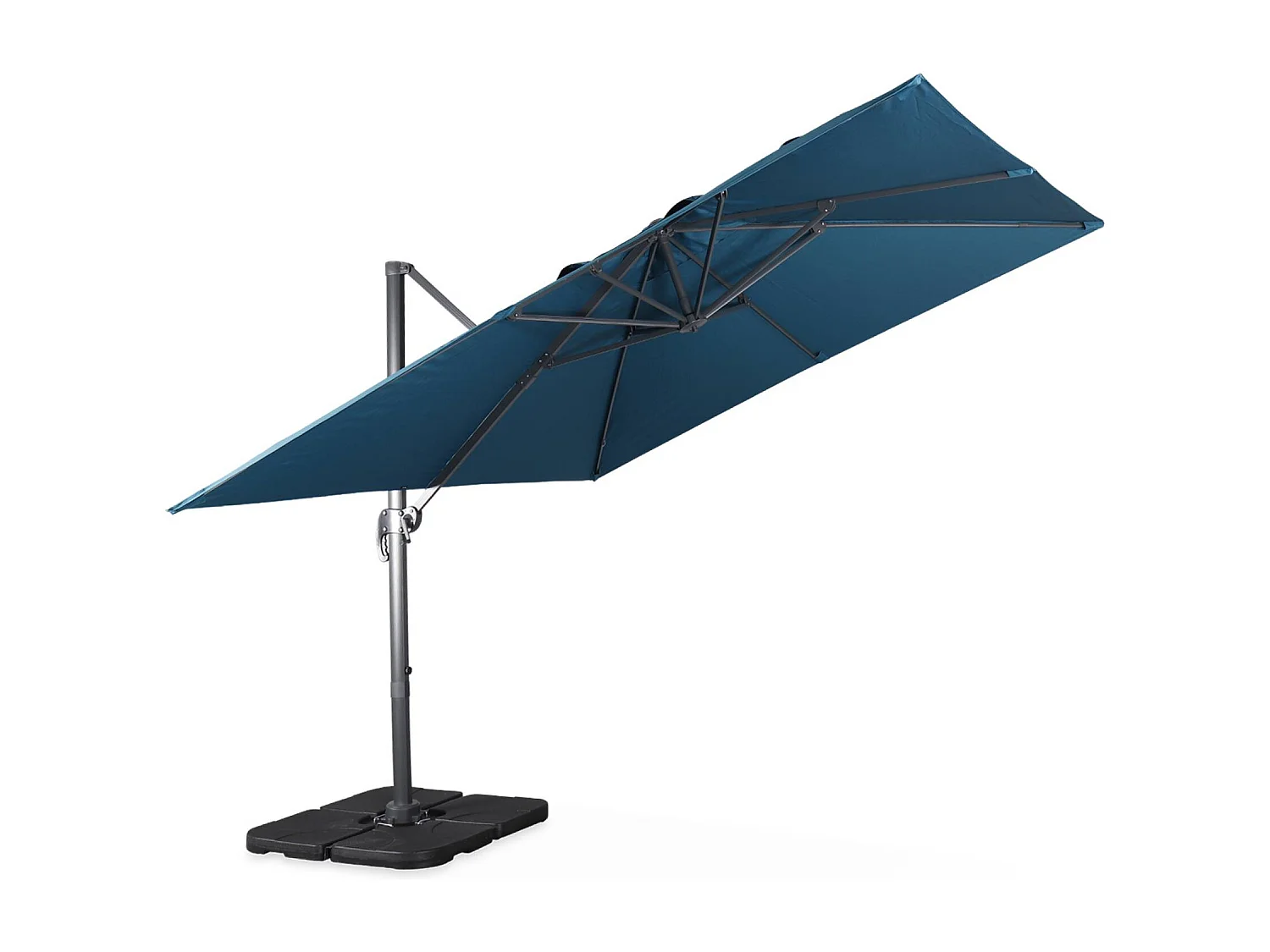 Ombrellone 3x3m quadrato decentrato , blu