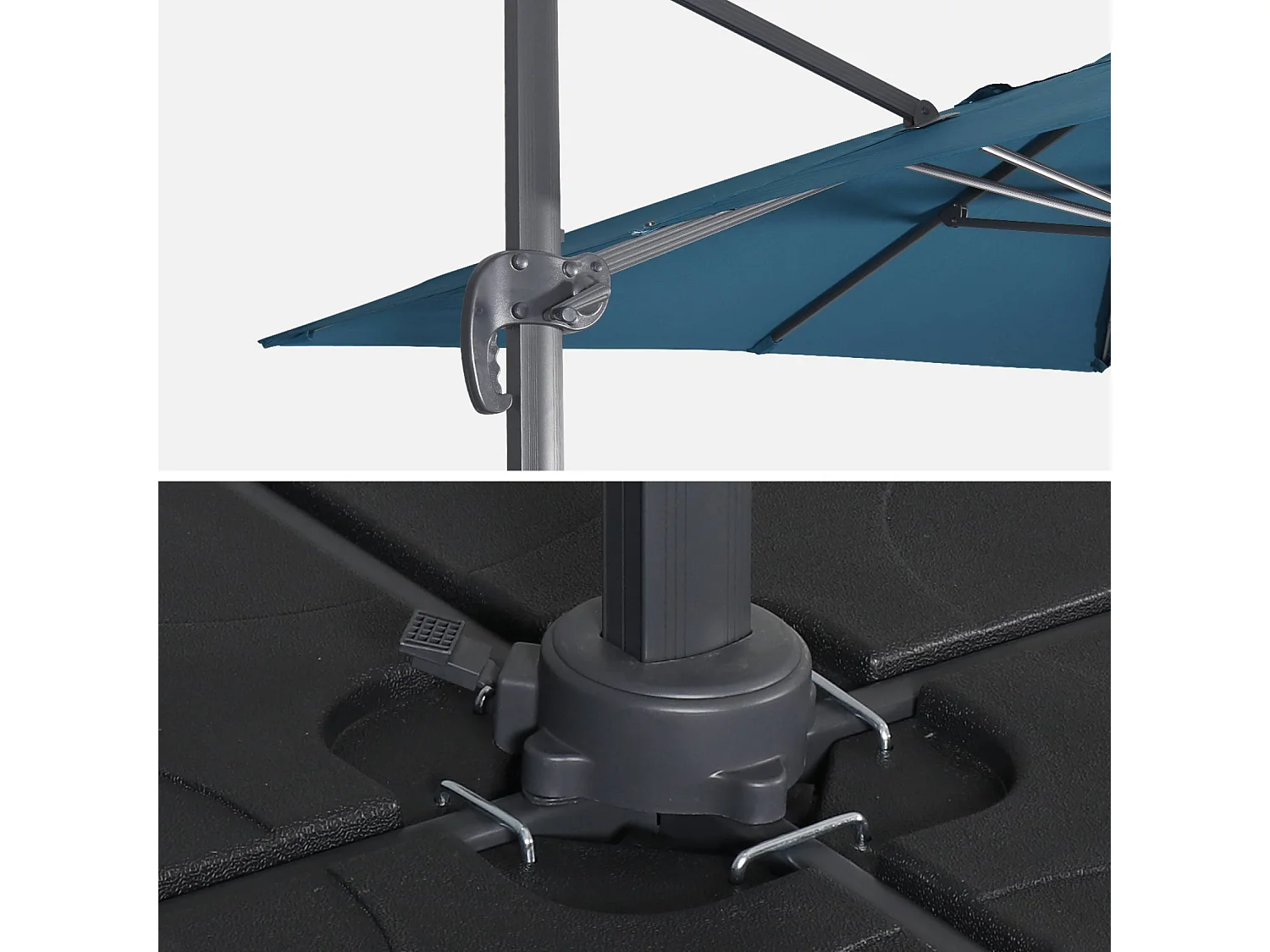 Ombrellone 3x3m quadrato decentrato , blu