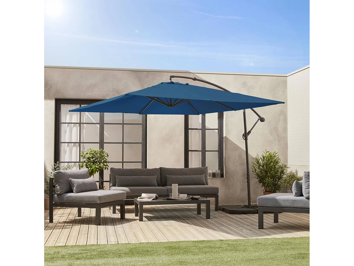 Parasol 3x3m cuadrado azul