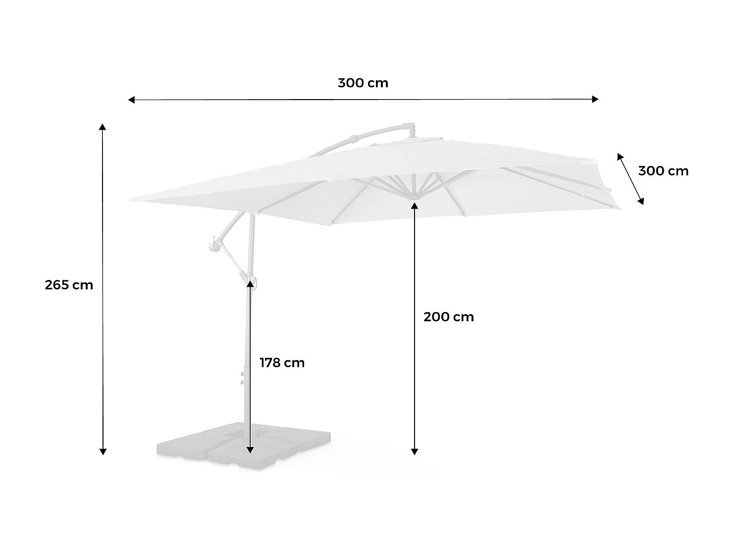Parasol 3x3m cuadrado azul