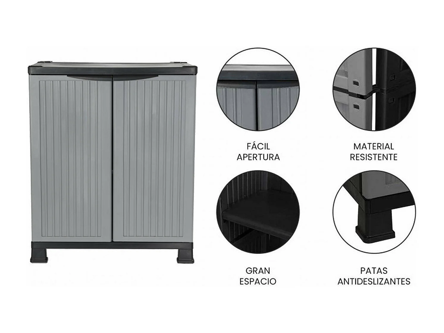 Armadio Basso Esterno in Resina con 1 Ripiano 92x68x39 cm Thinia Home