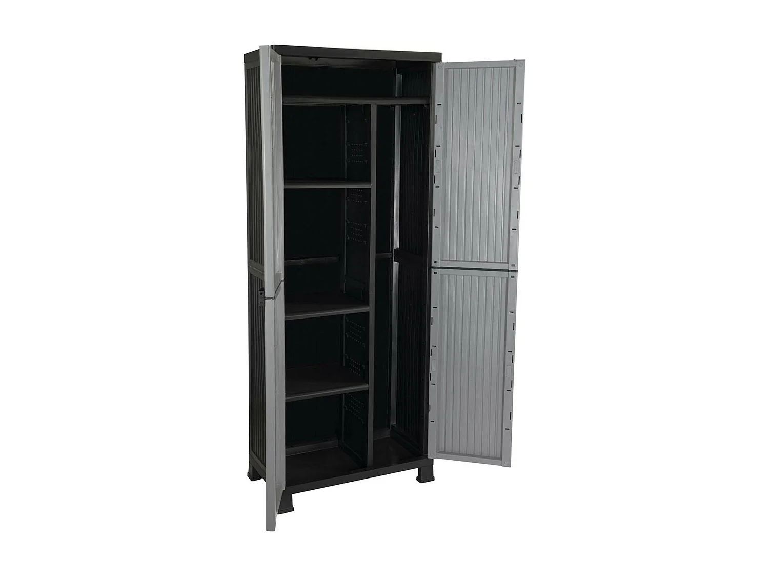 Armoire extérieure en résine avec balai et 4 étagères 171x68x39cm Thinia Home