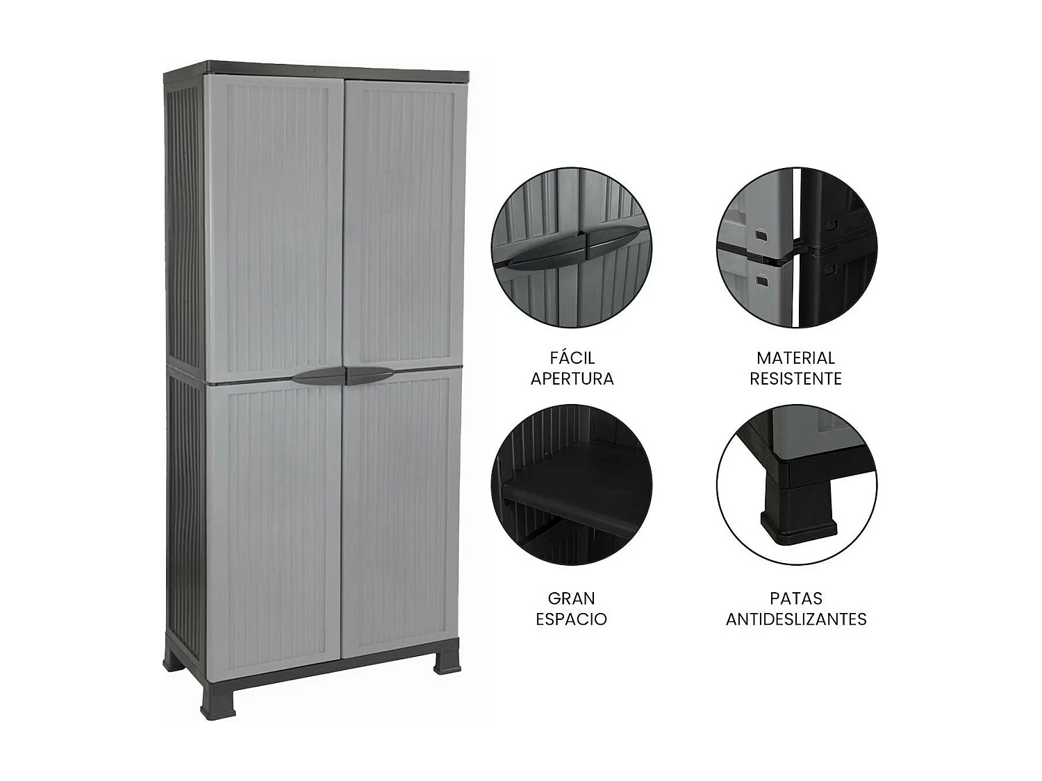 Armoire extérieure en résine avec 3 étagères 171x68x39cm Thinia Home