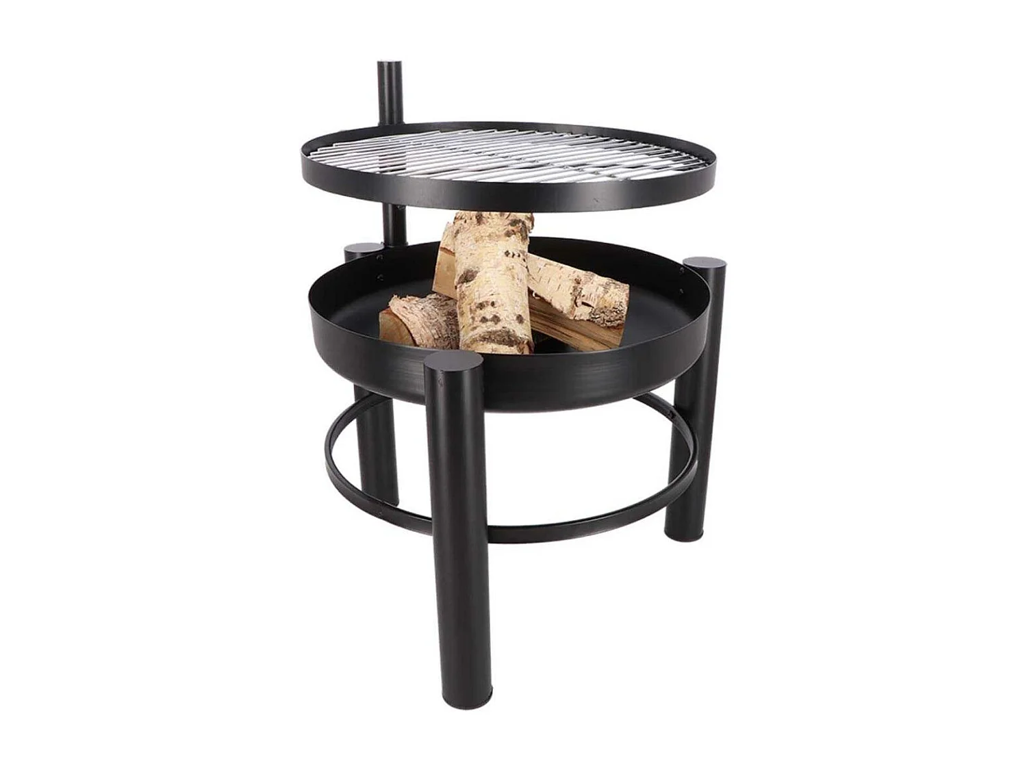 Brasero en métal avec grille de cuisson intégrée 54 x 66.5 x 69 cm