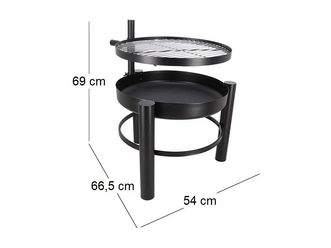 Brasero en métal avec grille de cuisson intégrée 54 x 66.5 x 69 cm