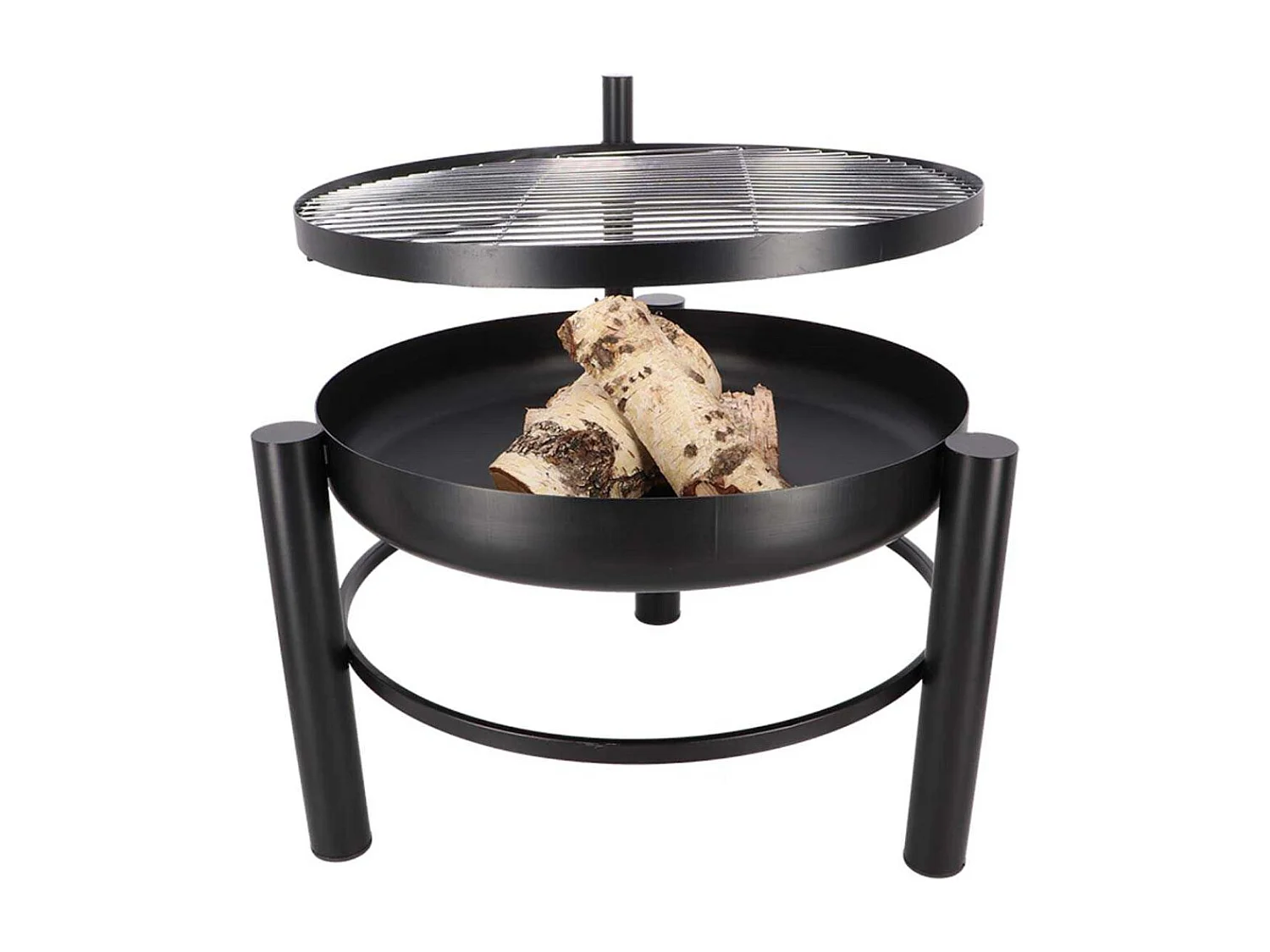 Brasero en métal avec grille de cuisson intégrée 66 x 78 x 69 cm