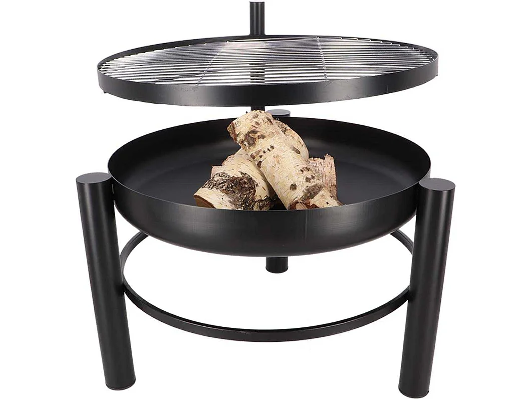 Brasero en métal avec grille de cuisson intégrée 66 x 78 x 69 cm