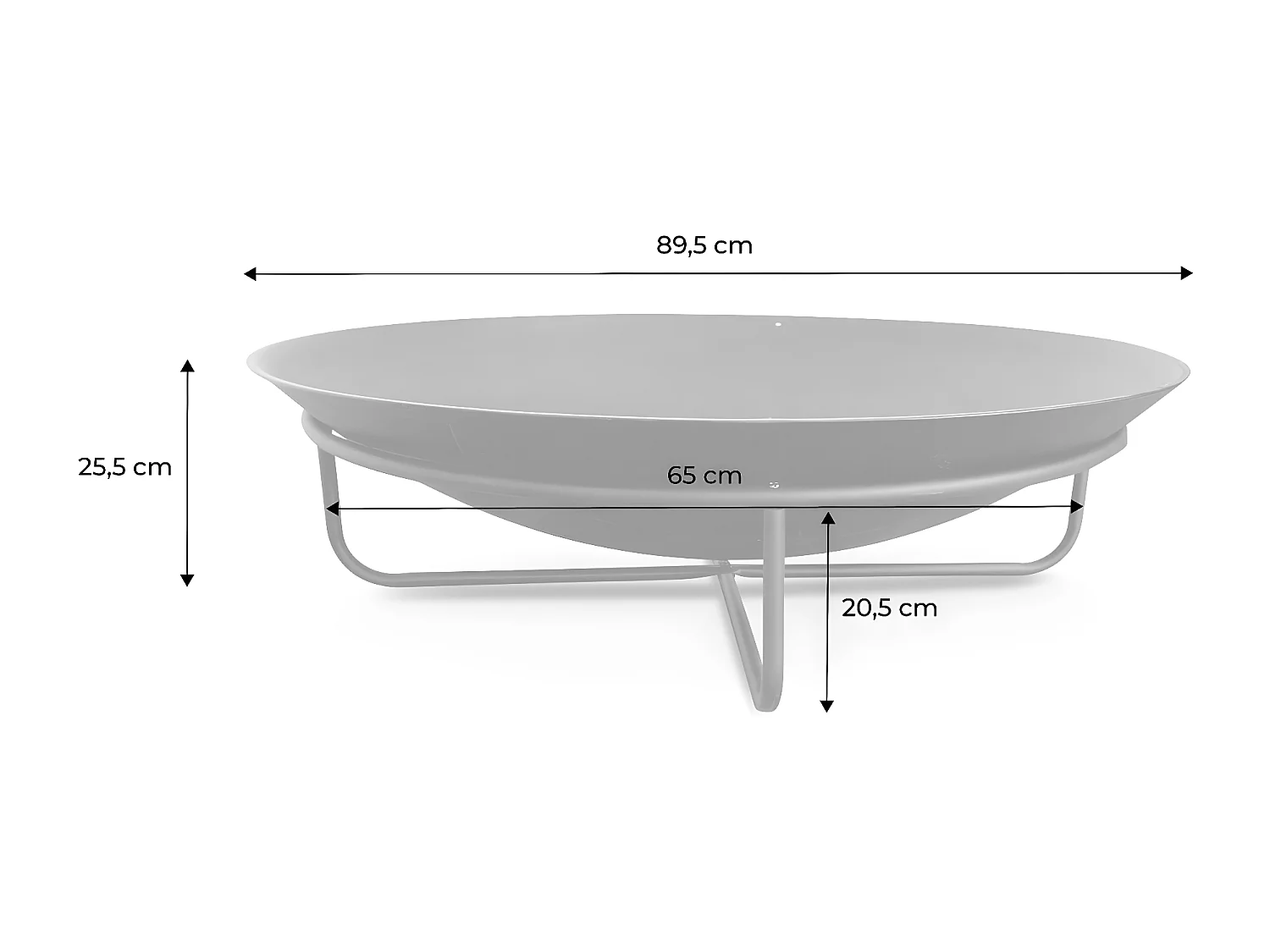 Braséro Ø90cm sur 4 pieds en fonte noir – BROMO - pieds en acier. design épuré