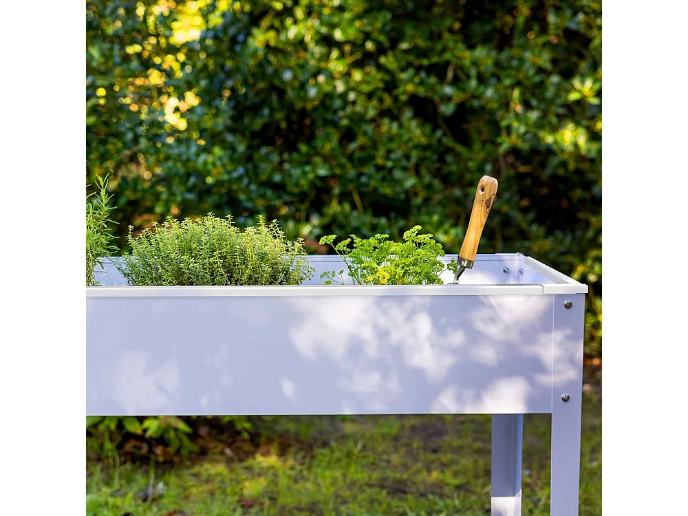 Carré potager en métal blanc 100.5 x 40.5 x 80.5 cm