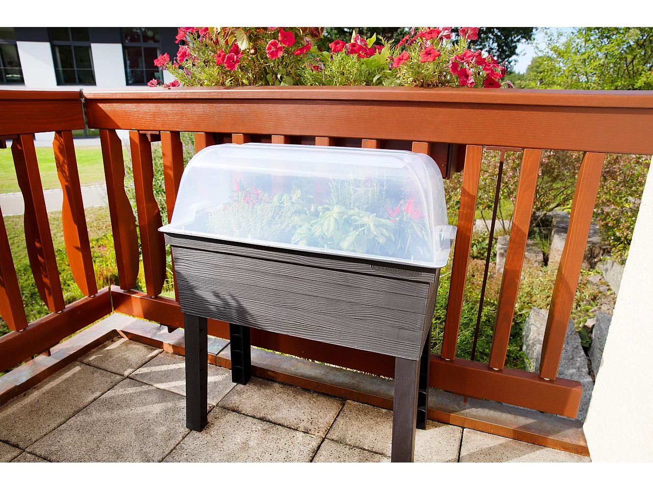 Kit de 3 carrés potagers "Urban" sur pieds avec serre - 75 x 37 x 65 cm