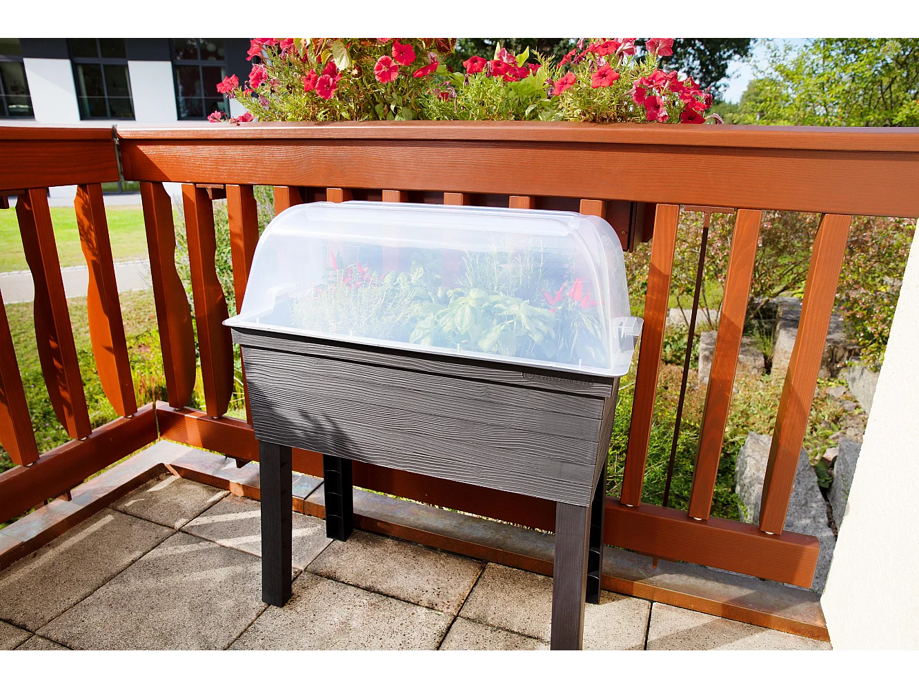 Kit de 3 carrés potagers "Urban" sur pieds avec serre - 75 x 37 x 65 cm