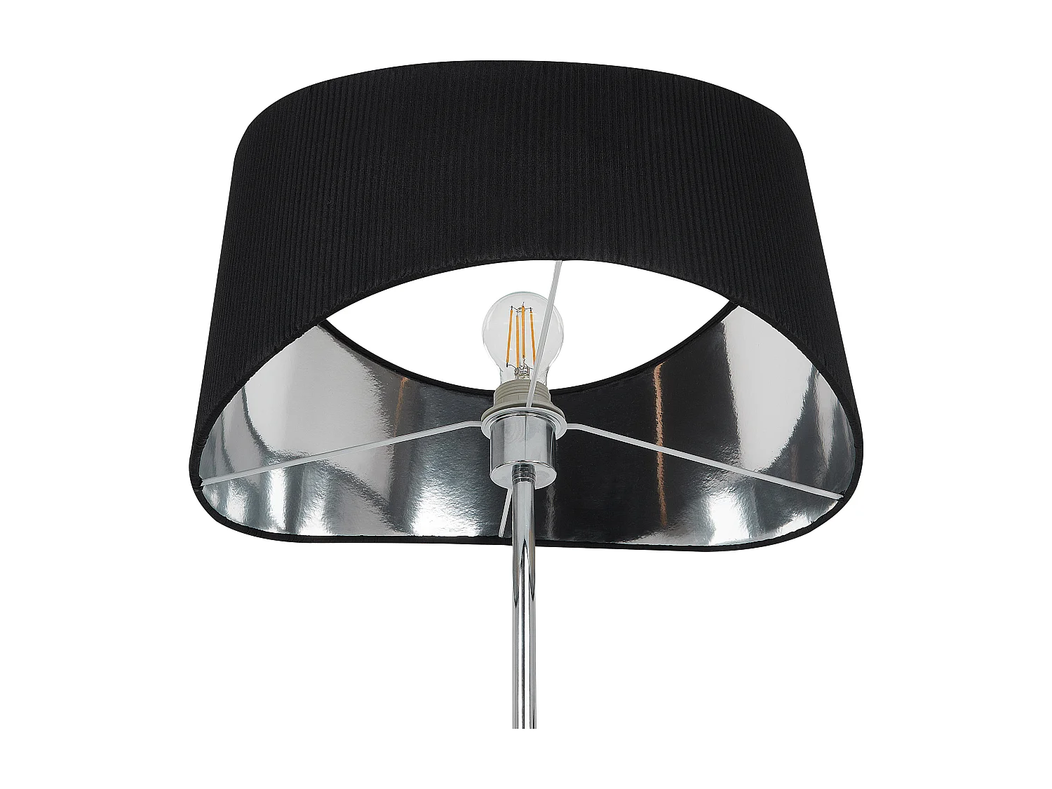 Stehlampe Metall silber 153 cm mit Stoffschirm Kunstseide Wellenform Calvillo