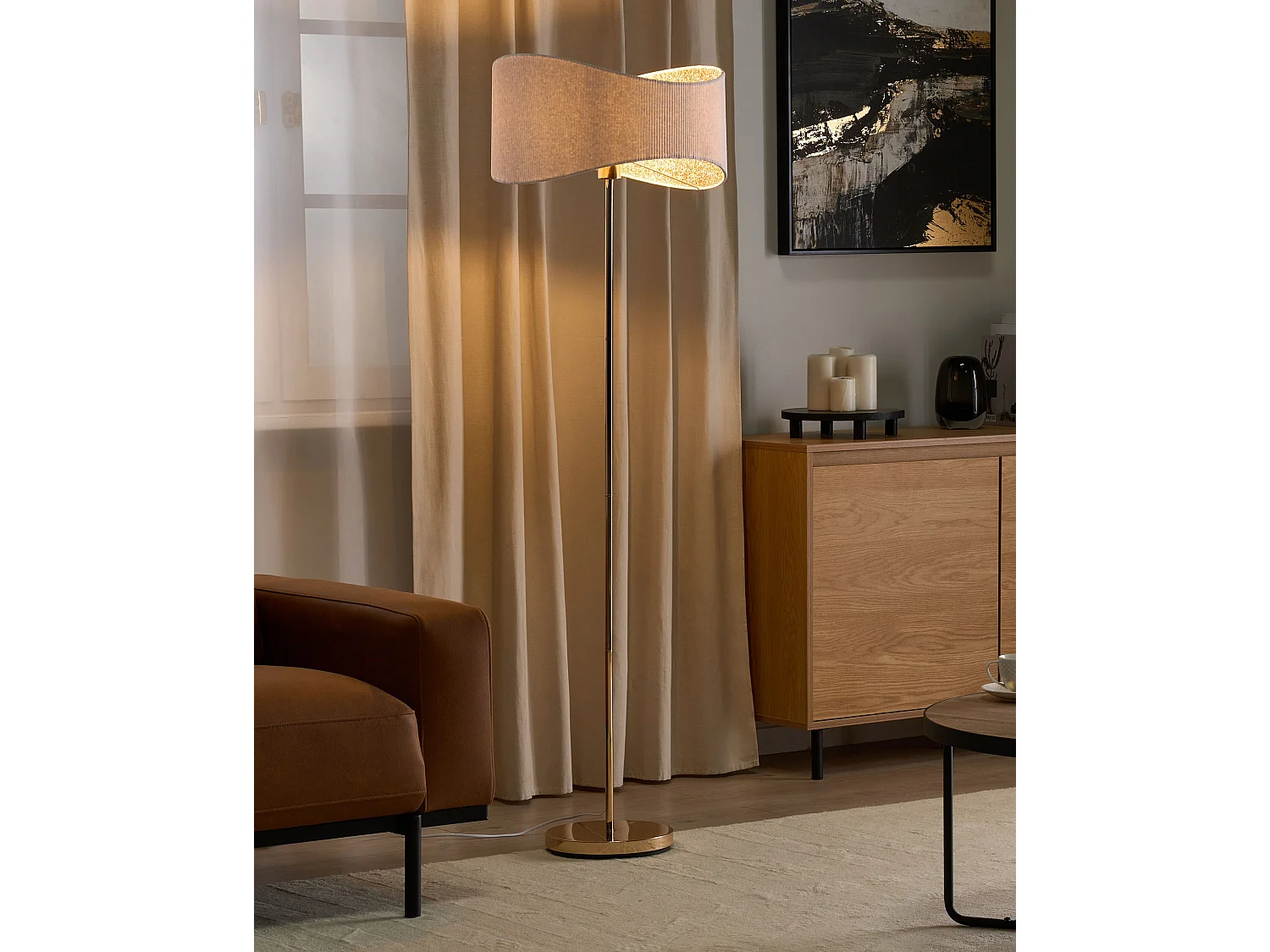 Lampadaire CALVILLO Métal Doré