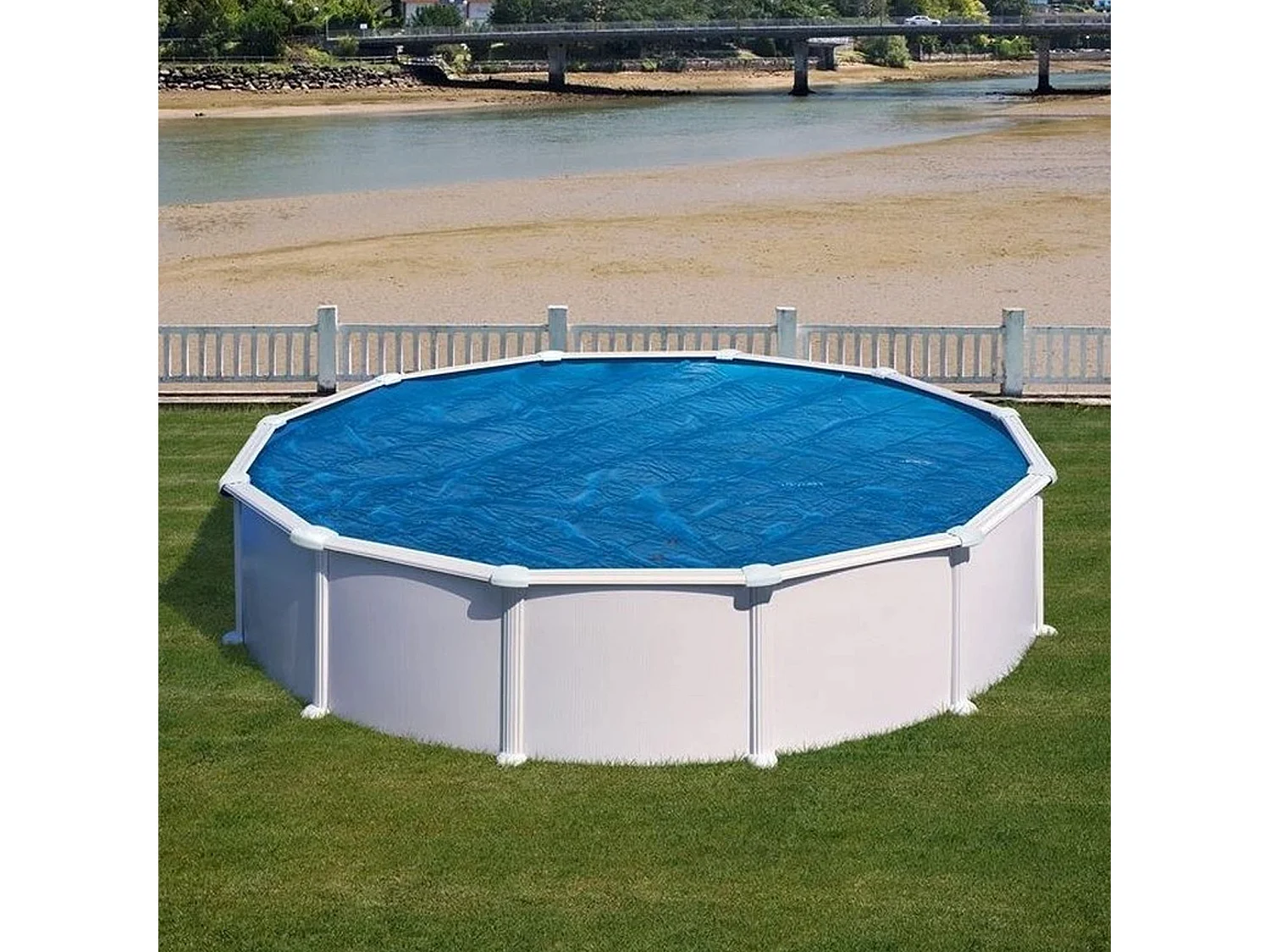 Cobertor de Verano Gre 545 cm de 180 Micras para Piscinas Redondas de 550 cm | Cobertor Flotante Isotérmico