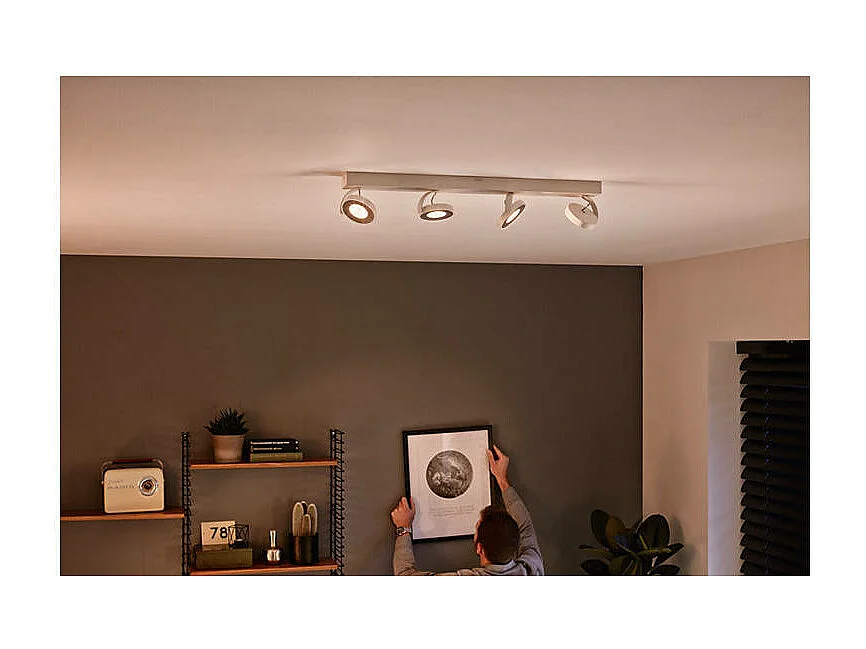 TechBrey Lámpara de Techo LED Regulable WarmGlow 4x4.5W PHILIPS Clockwork