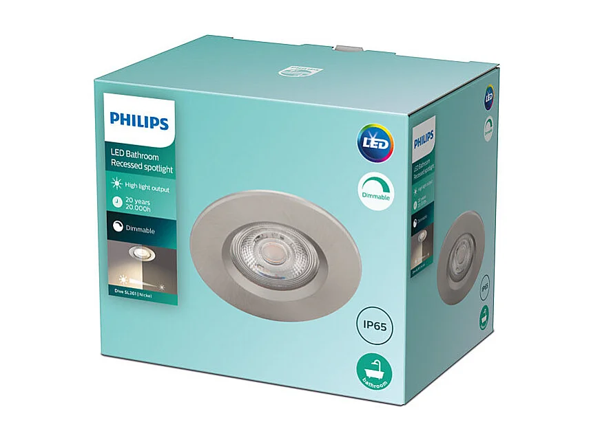 Spot Downlight LED  Dimmable Dive 5W Coupe Ø 70mm Nickel