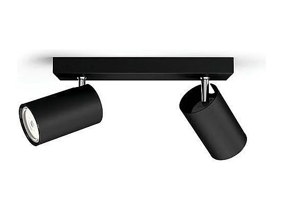 Lampada da Soffitto con Due Faretti Kosipo Nero