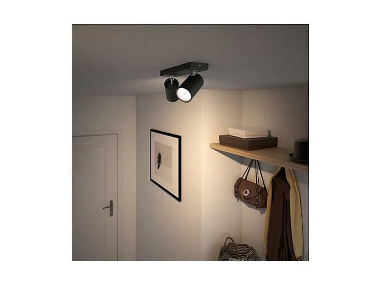 Lampada da Soffitto con Due Faretti Kosipo Nero
