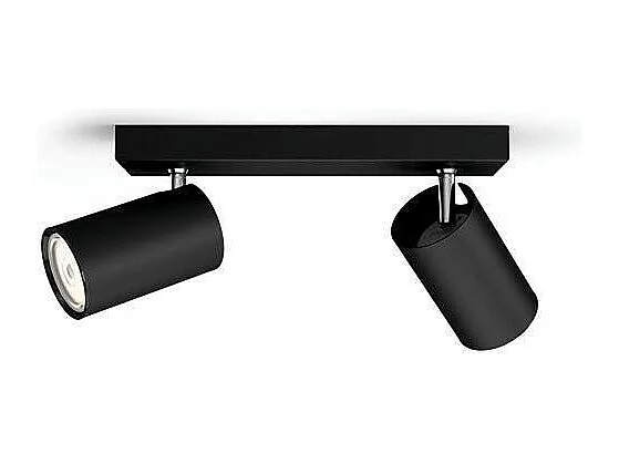 Lampada da Soffitto con Due Faretti Kosipo Nero