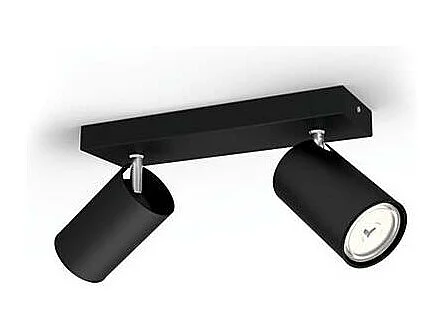 Lampada da Soffitto con Due Faretti Kosipo Nero
