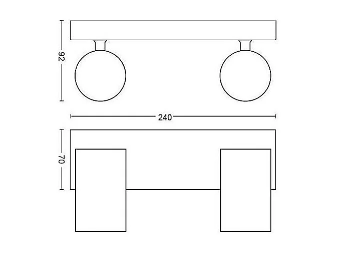 TechBrey Lámpara de Techo 2 Focos PHILIPS Kosipo