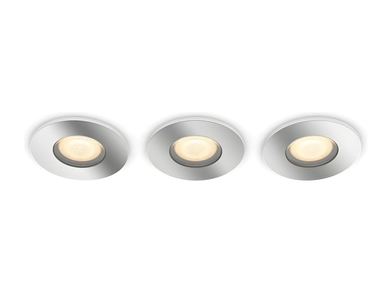 Pack 3 Faretti Downlight White Ambiance GU10 Hue Adore Foro Ø 70mm Cromato