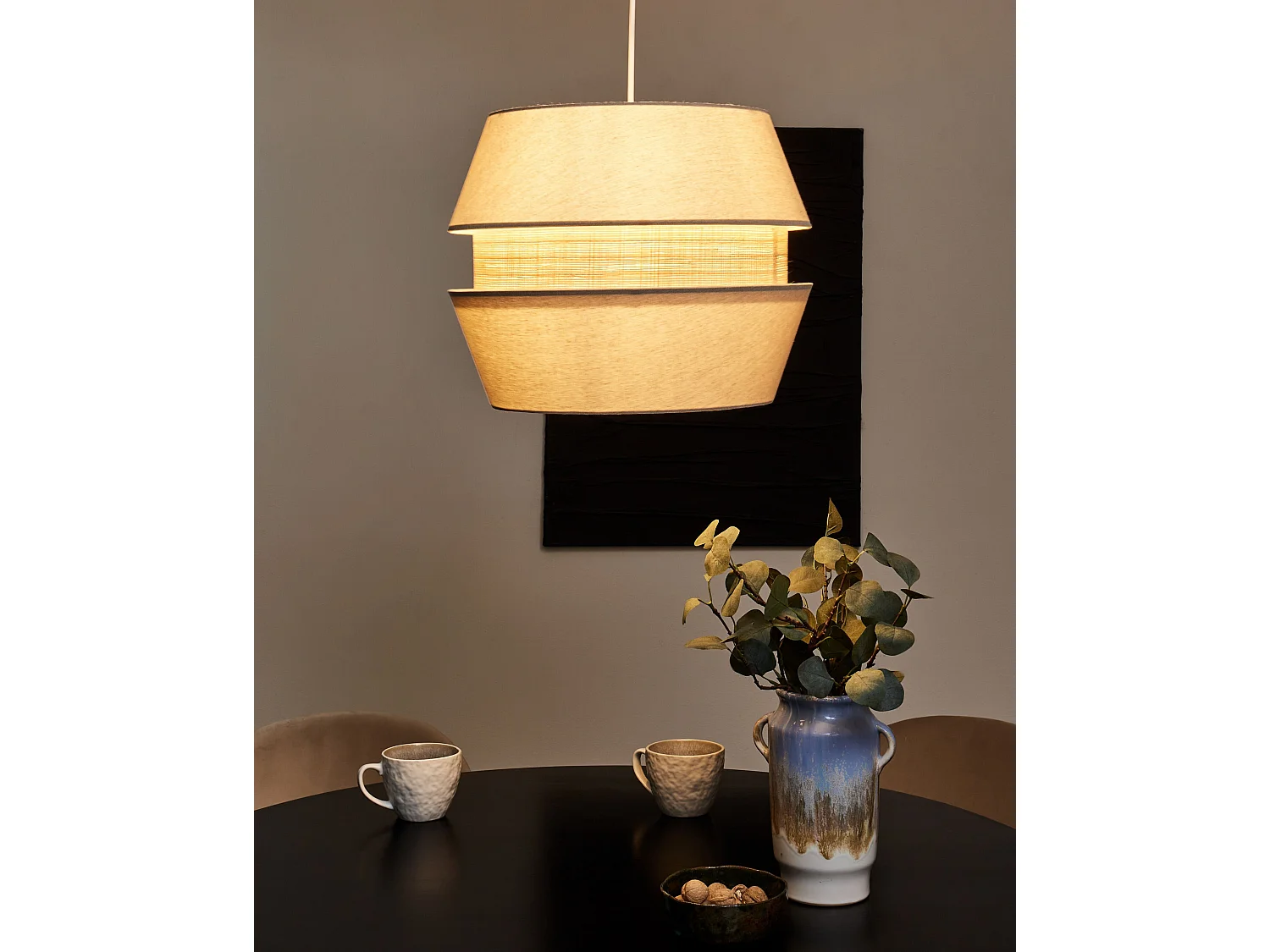Lampe suspension ATOYAC Lin synthétique Beige