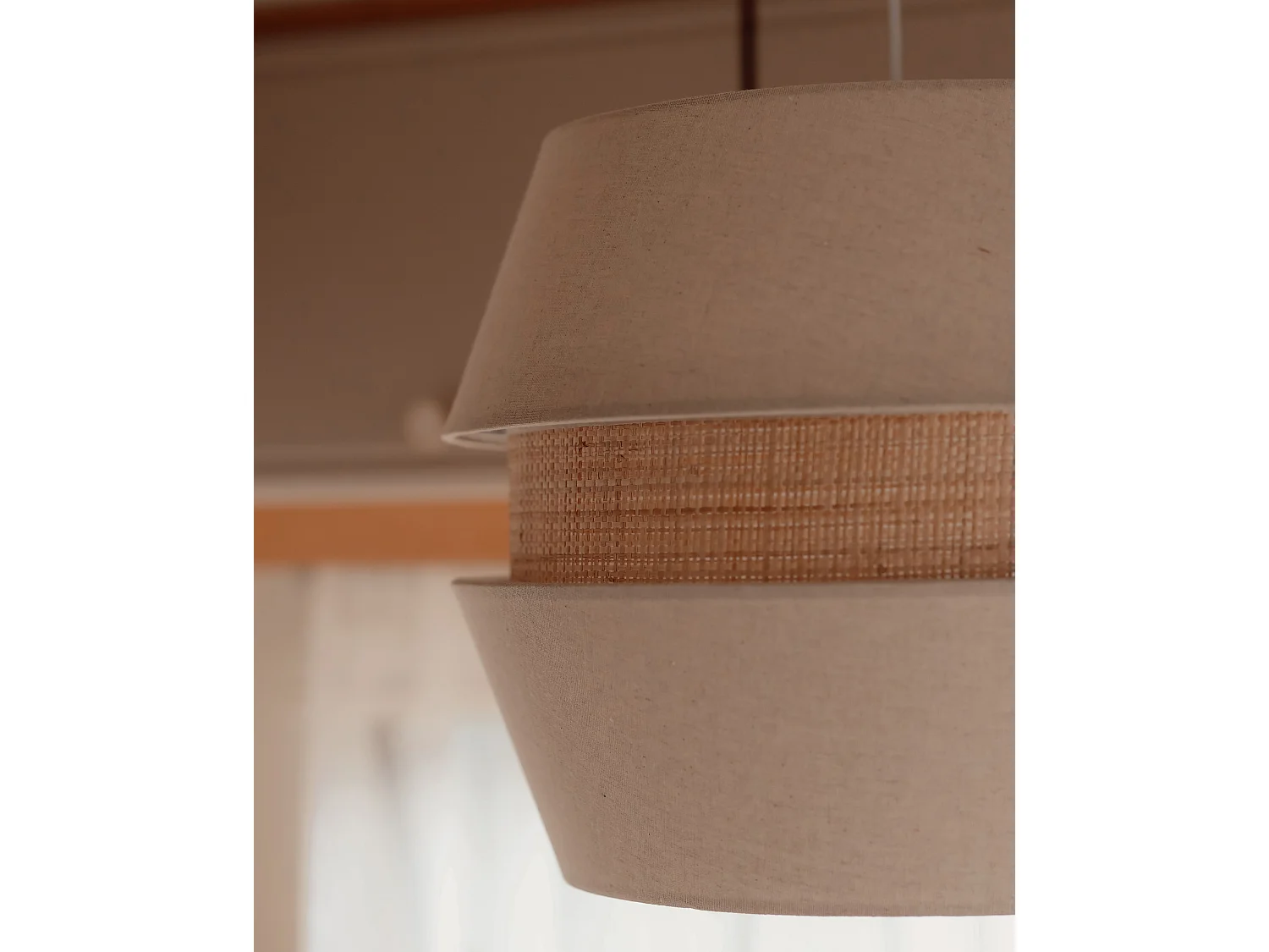Hängelampe ATOYAC Kunstleinen Beige