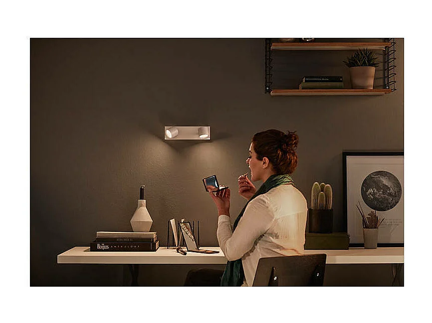 Plafonnier LED Dimmable WarmGlow avec 2 Spots 2x4.5W  Star Blanc 2200 - 2700K