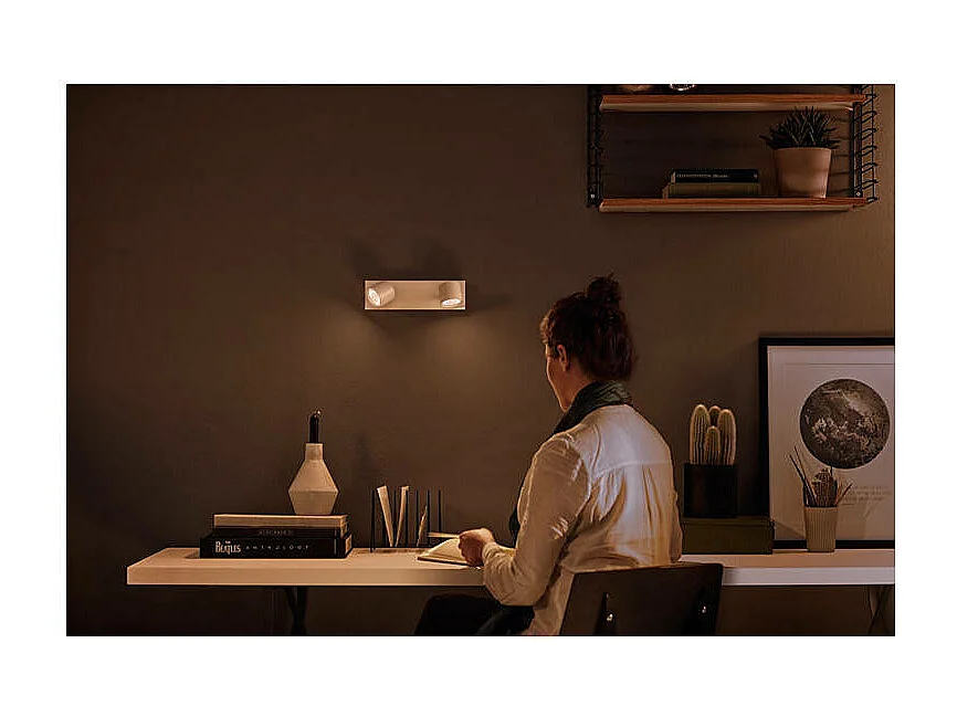 Plafonnier LED Dimmable WarmGlow avec 2 Spots 2x4.5W  Star Blanc 2200 - 2700K