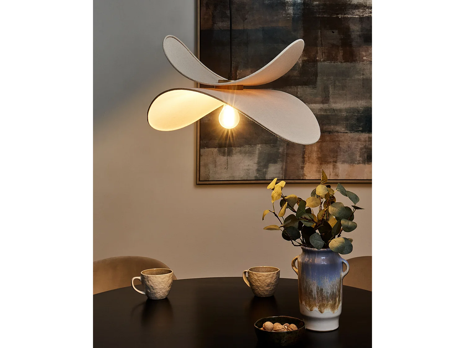 Hängelampe MASCOTA Kunstleinen Beige