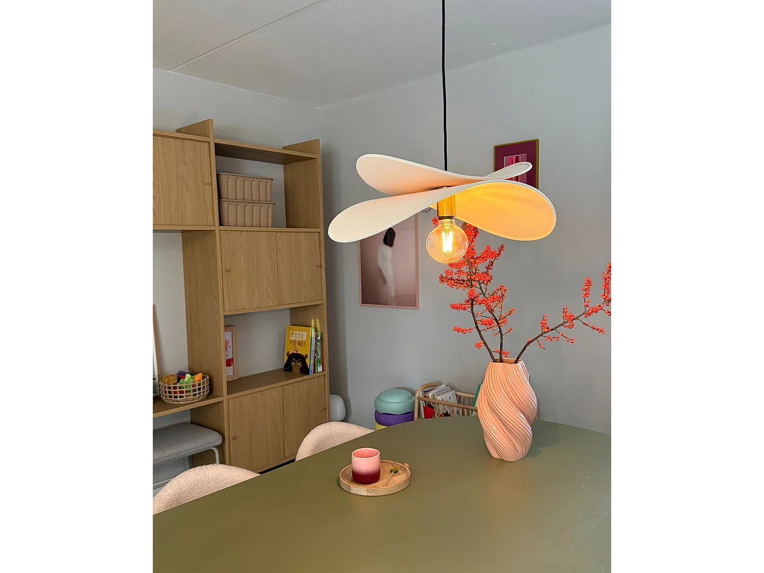 Lampe suspension MASCOTA Lin synthétique Beige