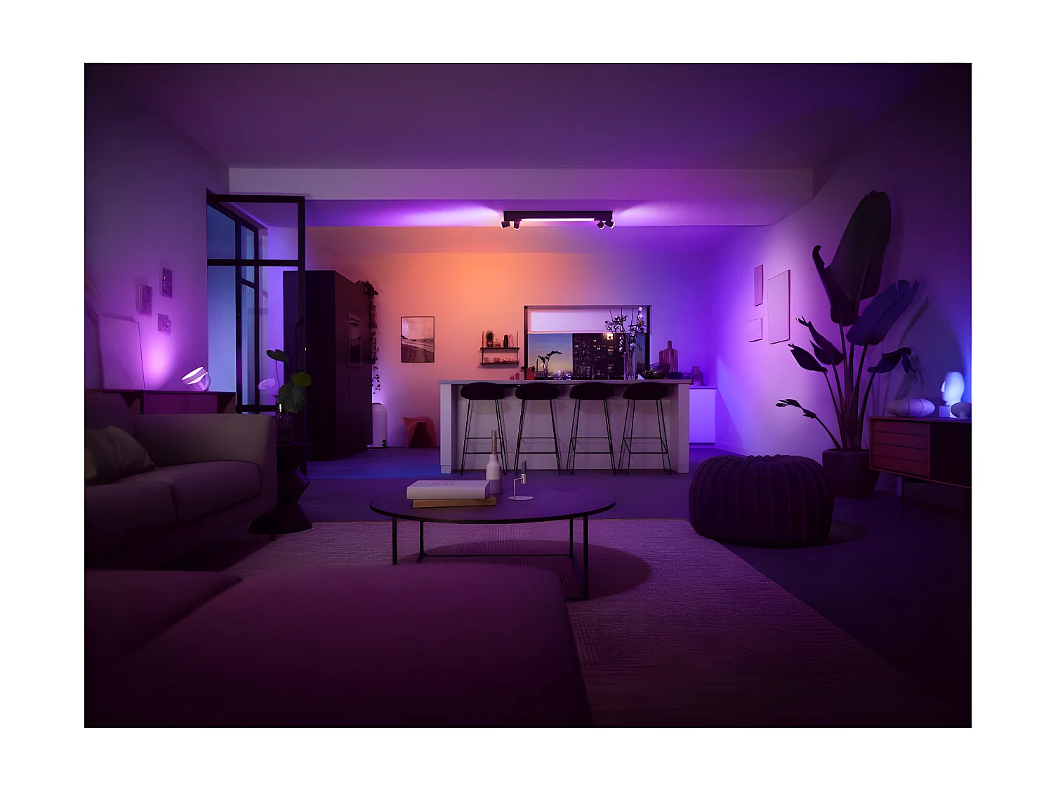 Plafonnier LED White Color Centris GU10 4x5.7W  Hue Noir