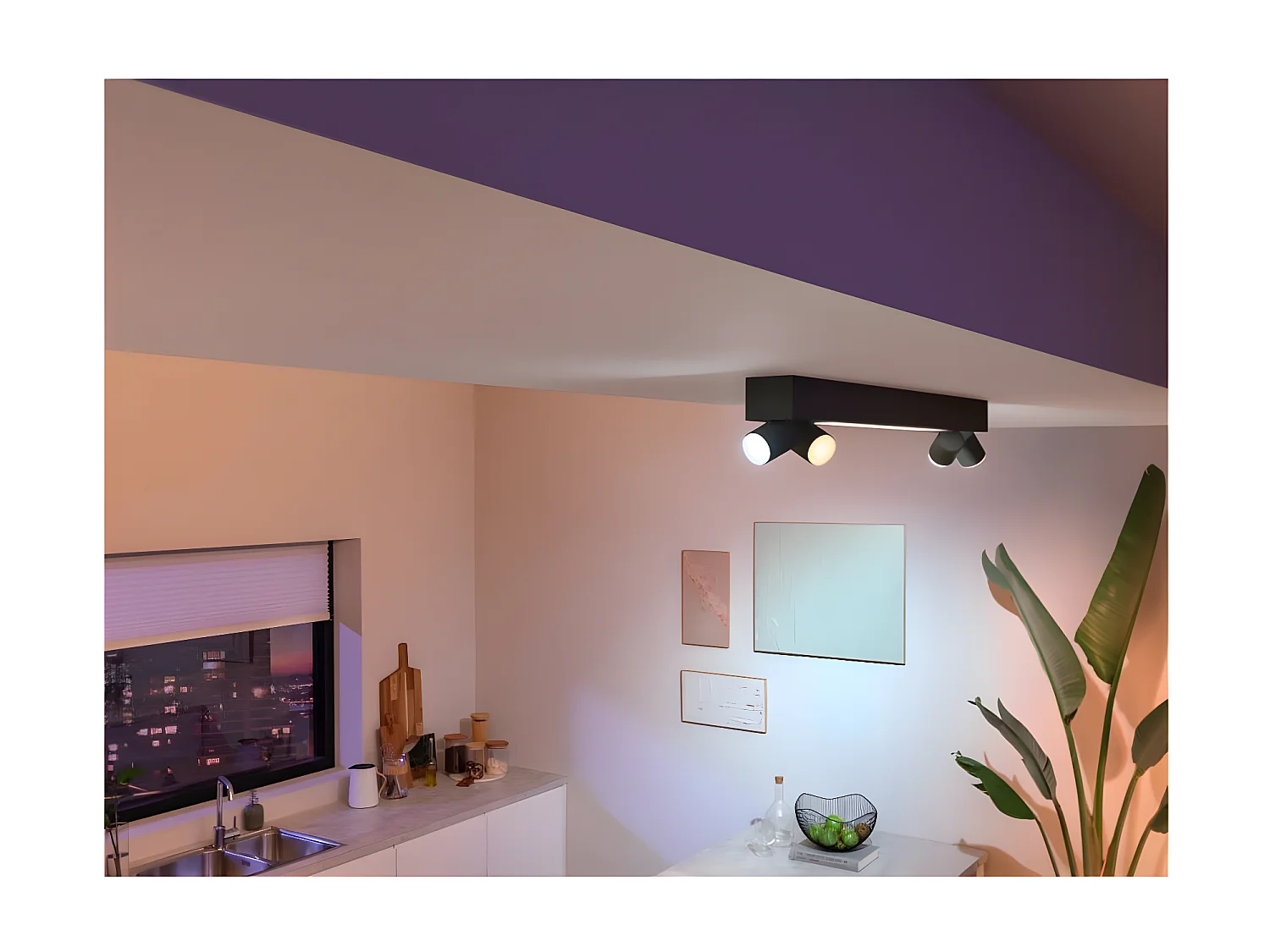 Plafonnier LED White Color Centris GU10 4x5.7W  Hue Noir