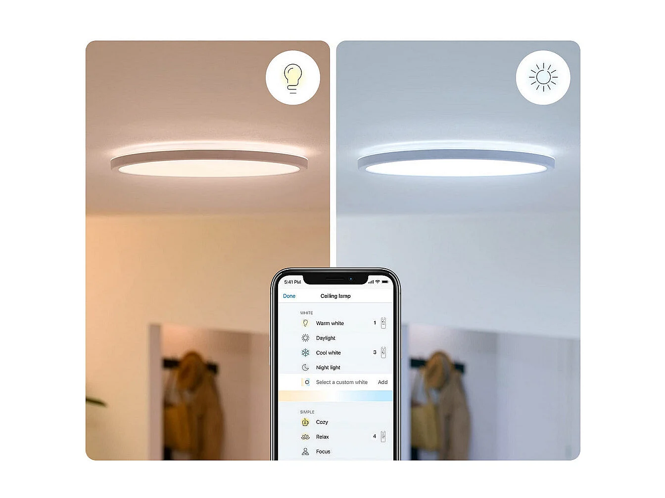 Plafón LED Regulable CCT Smart WiFi + Bluetooth 14W WiZ Blanco 2700K - 6500K