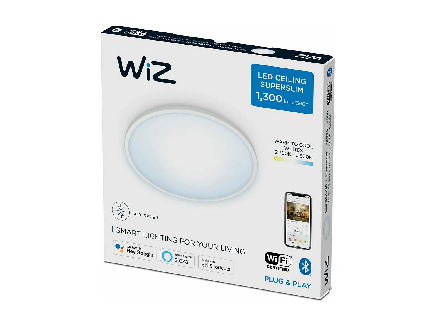 Plafón LED Regulable CCT Smart WiFi + Bluetooth 14W WiZ Blanco 2700K - 6500K