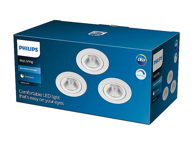 Pack de 3 Spots Downlight LED  Dimmable Sparkle 5.5W Coupe Ø 70mm Blanc
