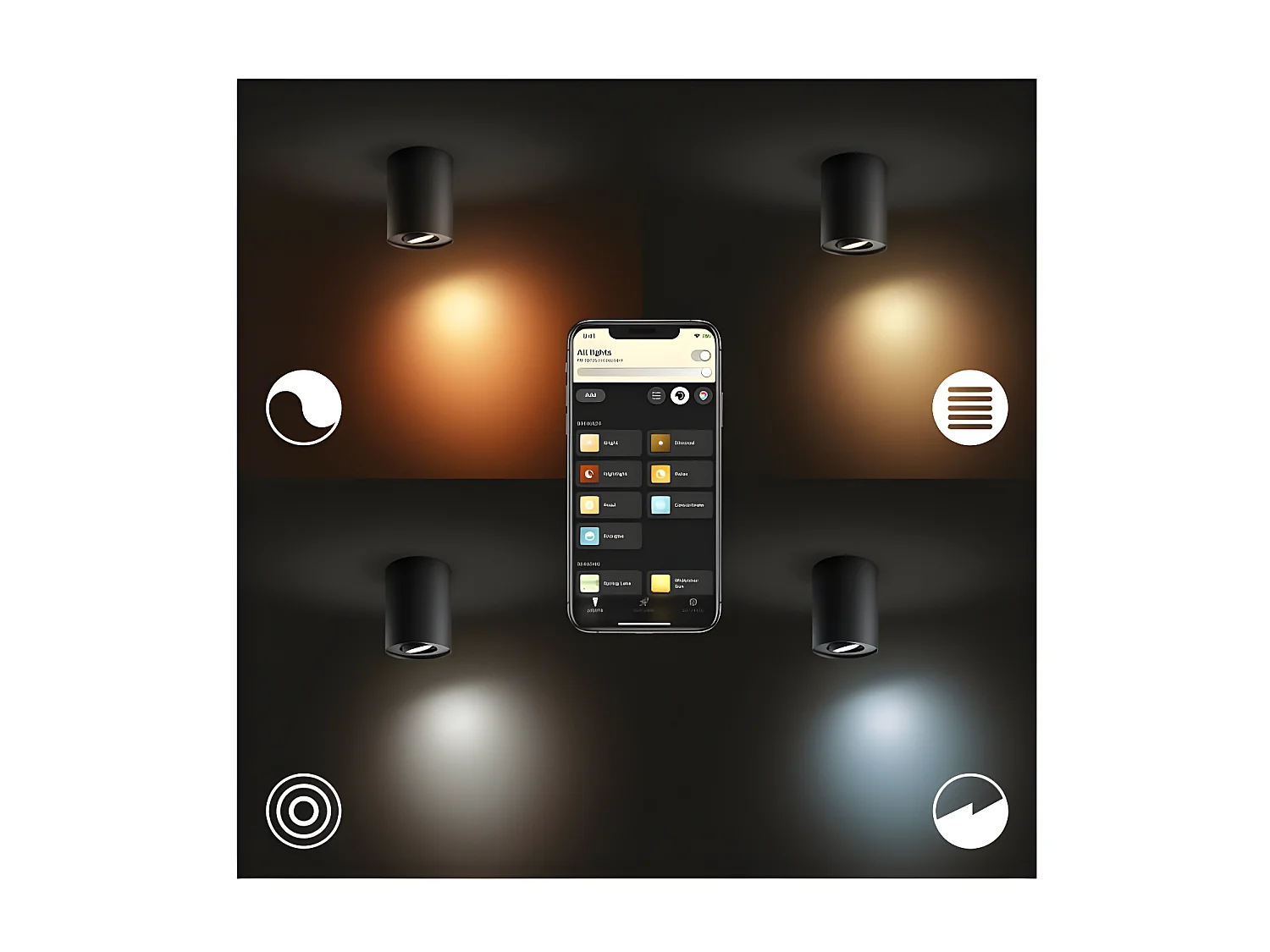 Aplique de Techo White Ambiance GU10 Hue Pillar Simple Negro