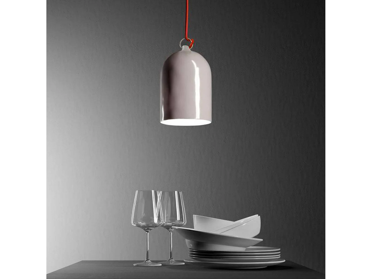 Lampada a Sospensione CREATIVE-CABLES Modello PDM Mini Campana XS Bianco Lucido