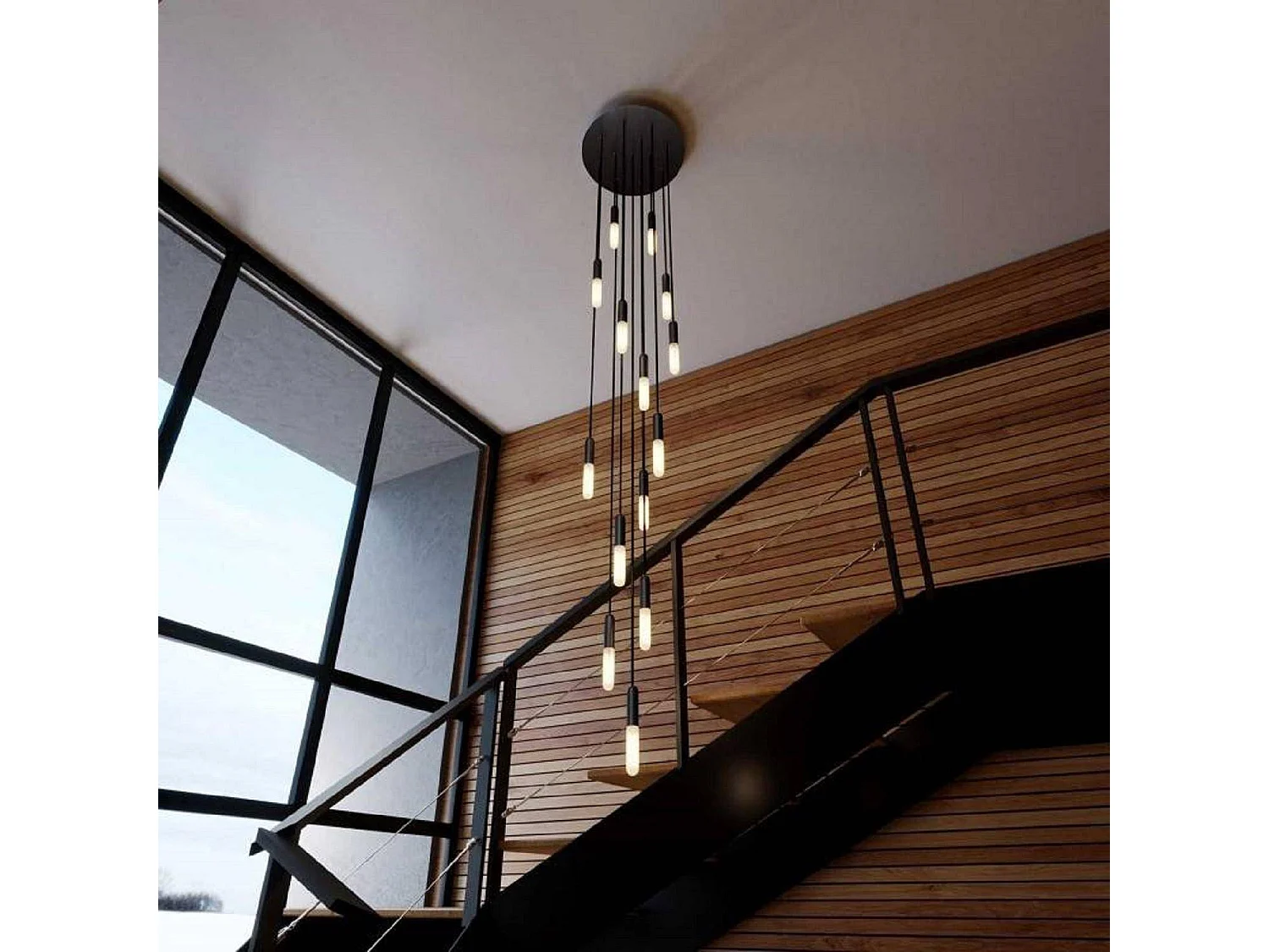 TechBrey Lámpara Colgante Múltiple de 15 Caídas Metal Creative-Cables SPM15R40103E14VNRM04-L