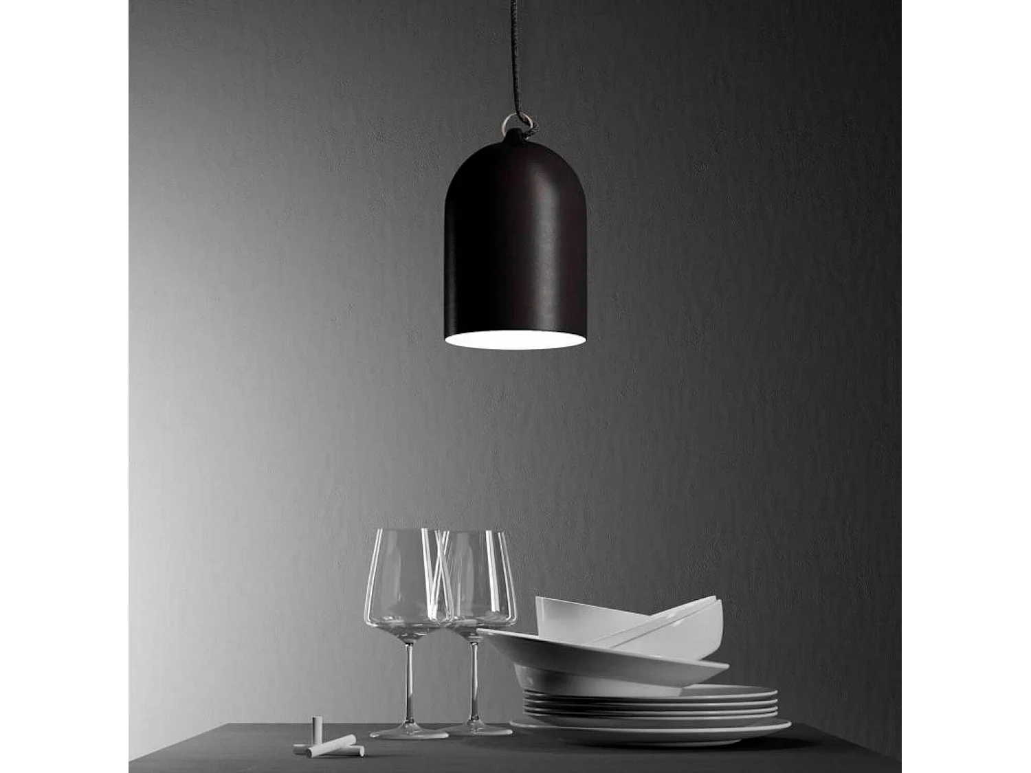 Lampada a Sospensione CREATIVE-CABLES Modello PDM Mini Campana XS Nero