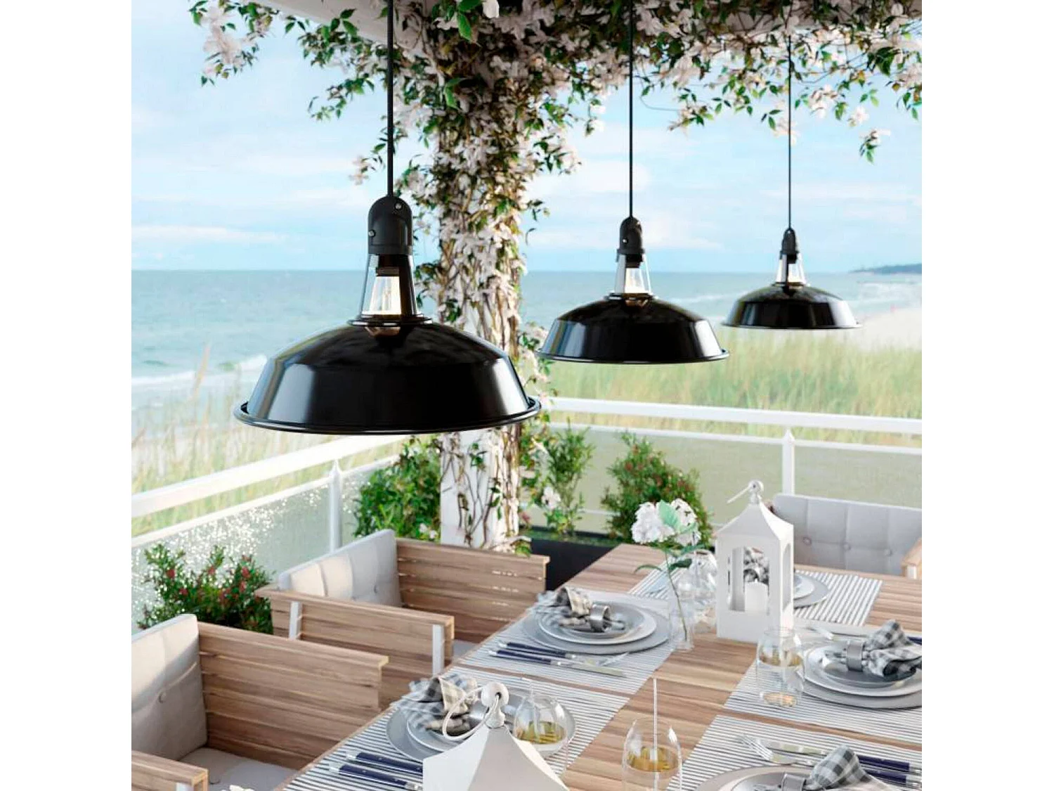 TechBrey Lámpara Colgante con Pantalla Aluminio para Exterior IP65 Eiva Elegant Creative-Cables PDENE50SM01PAM11VBL