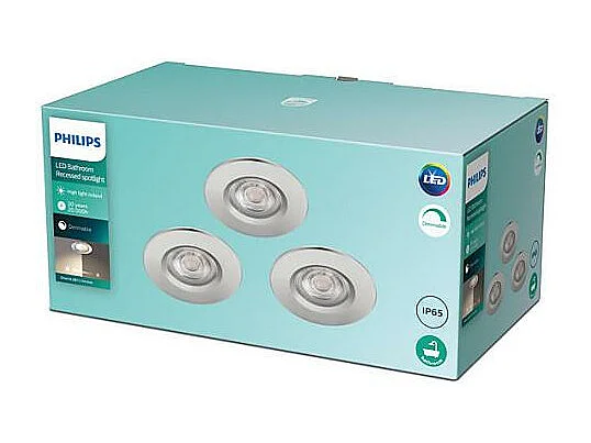 Pack de 3 Spots Downlight LED  Dimmable Dive 5W Coupe Ø 70mm Nickel