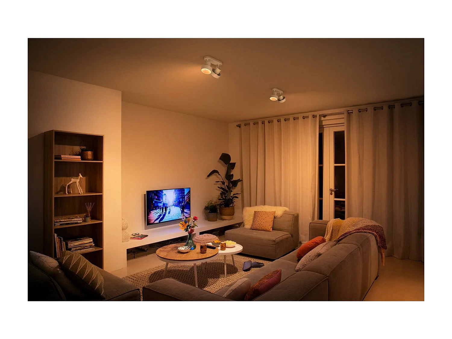 TechBrey Lámpara de Techo LED 2 Focos PHILIPS Bukko 2x4.3W