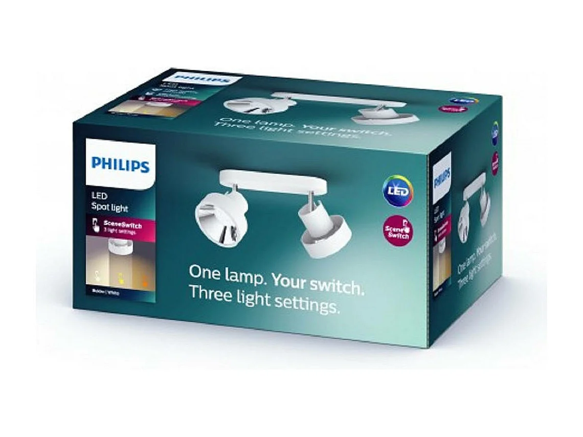 TechBrey Lámpara de Techo LED 2 Focos PHILIPS Bukko 2x4.3W