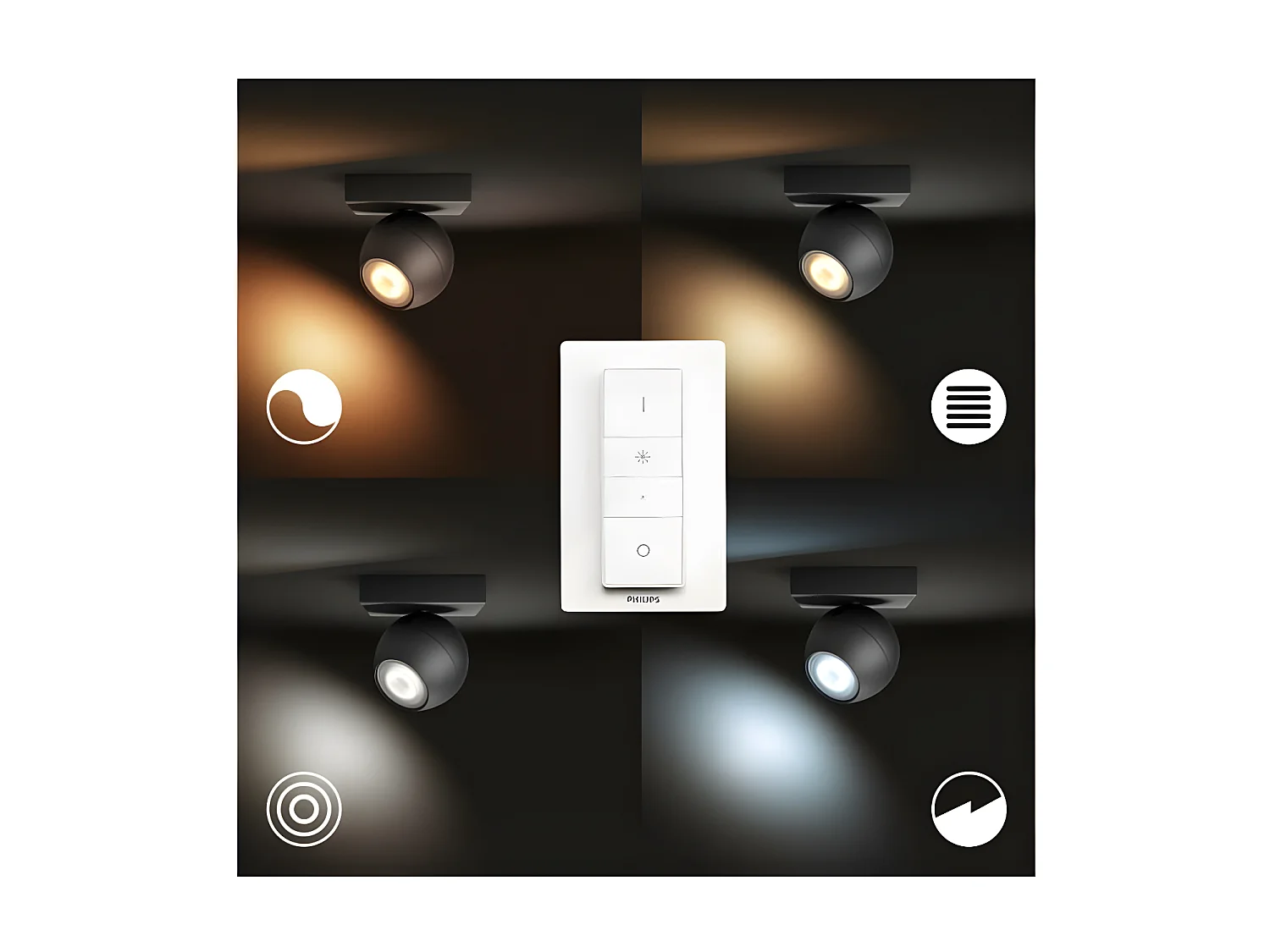 Lampada da Soffitto White Ambiance Un Faretto GU10 Hue Buckram Nero