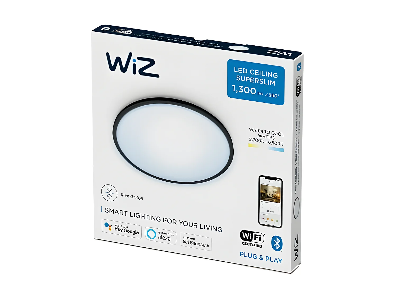 Plafonnier LED Dimmable CCT Smart WiFi+Bluetooth 14W WiZ Noir 2700K - 6500K