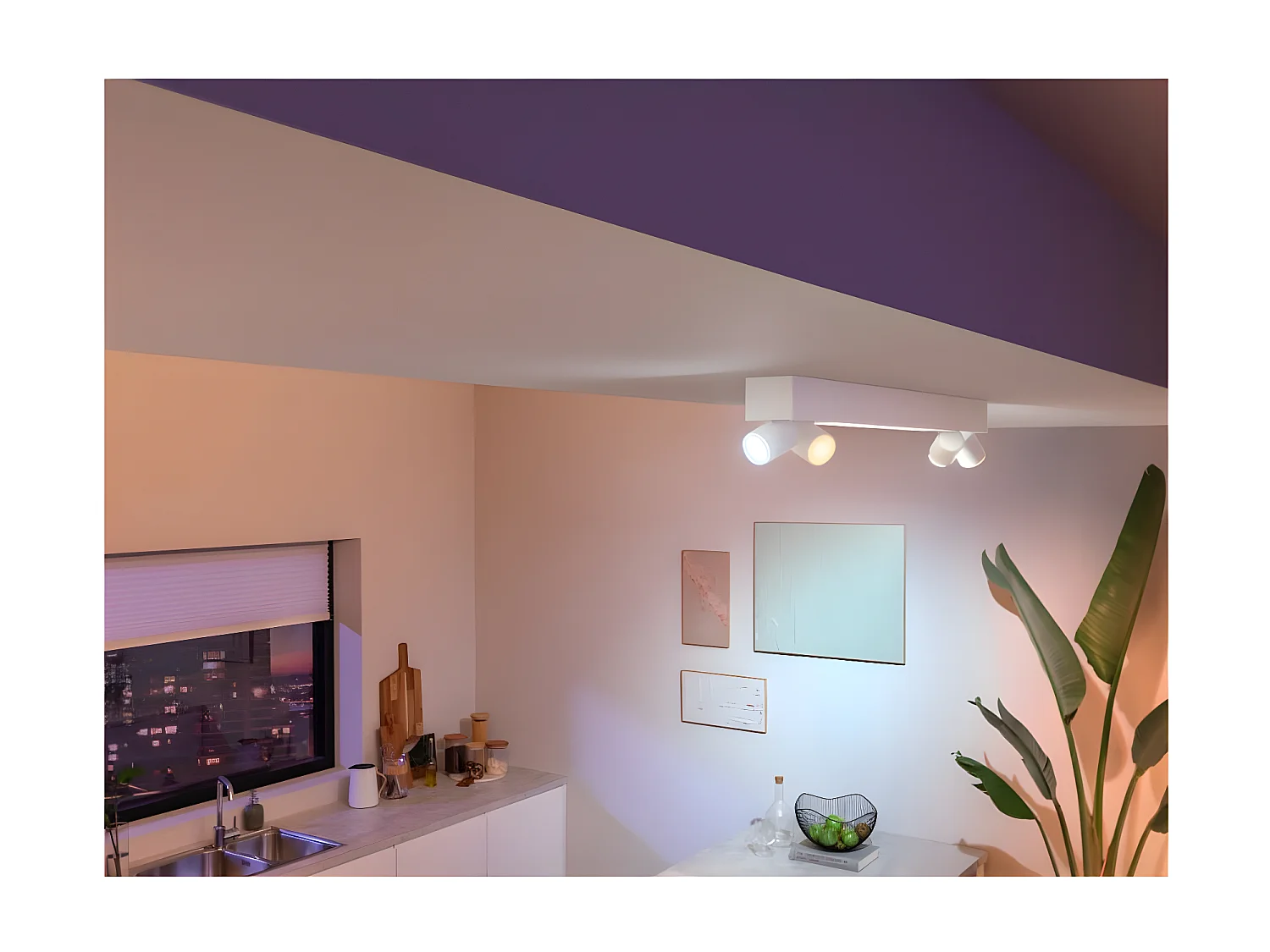 Plafonnier LED White Color Centris GU10 4x5.7W  Hue Blanc