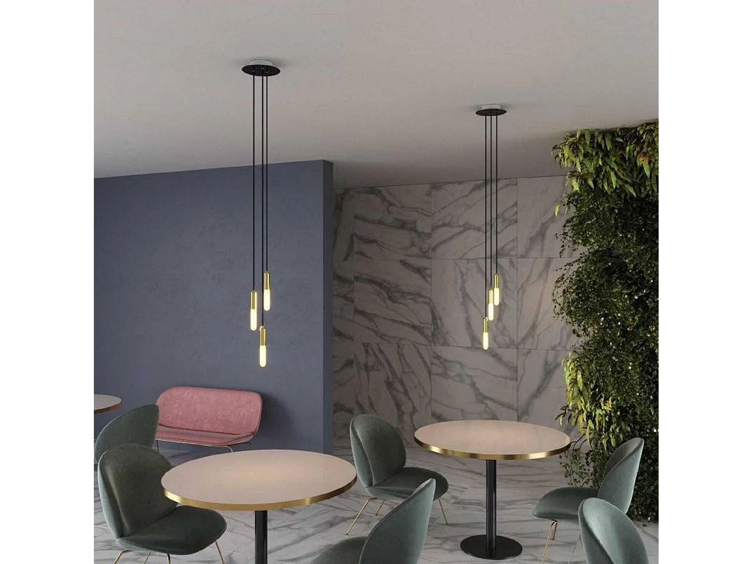 TechBrey Lámpara Colgante Múltiple de Tres Caídas Metal Creative-Cables SPM3R20103E14GOERM65-L